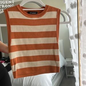Orange and cream crop tank top never worn